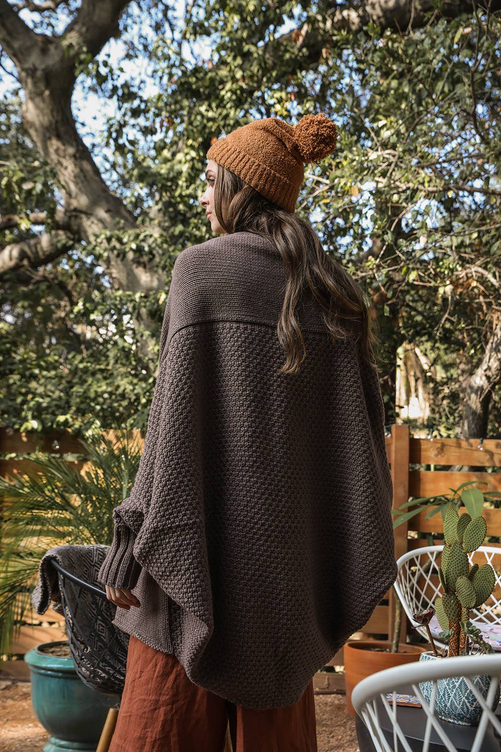 Bat Sleeve Knit Cardigan -mocha