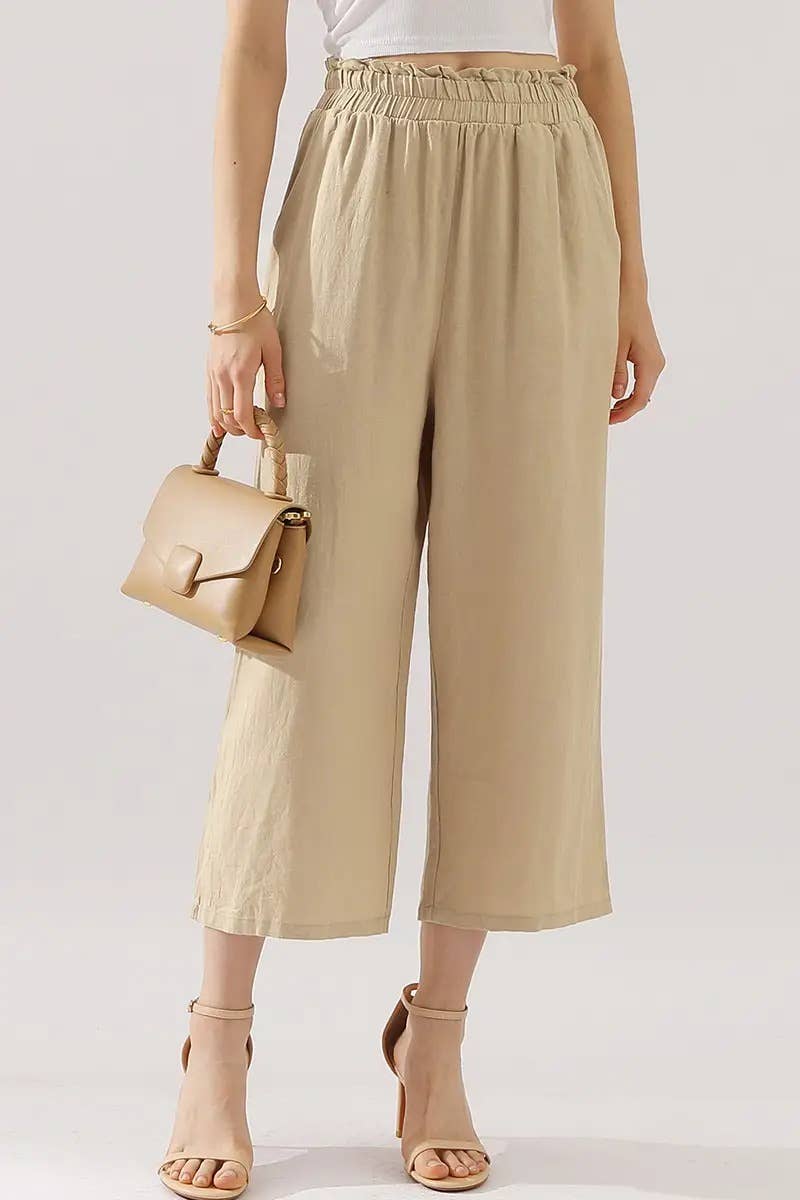 Easy Pull-On Linen Capri Pants