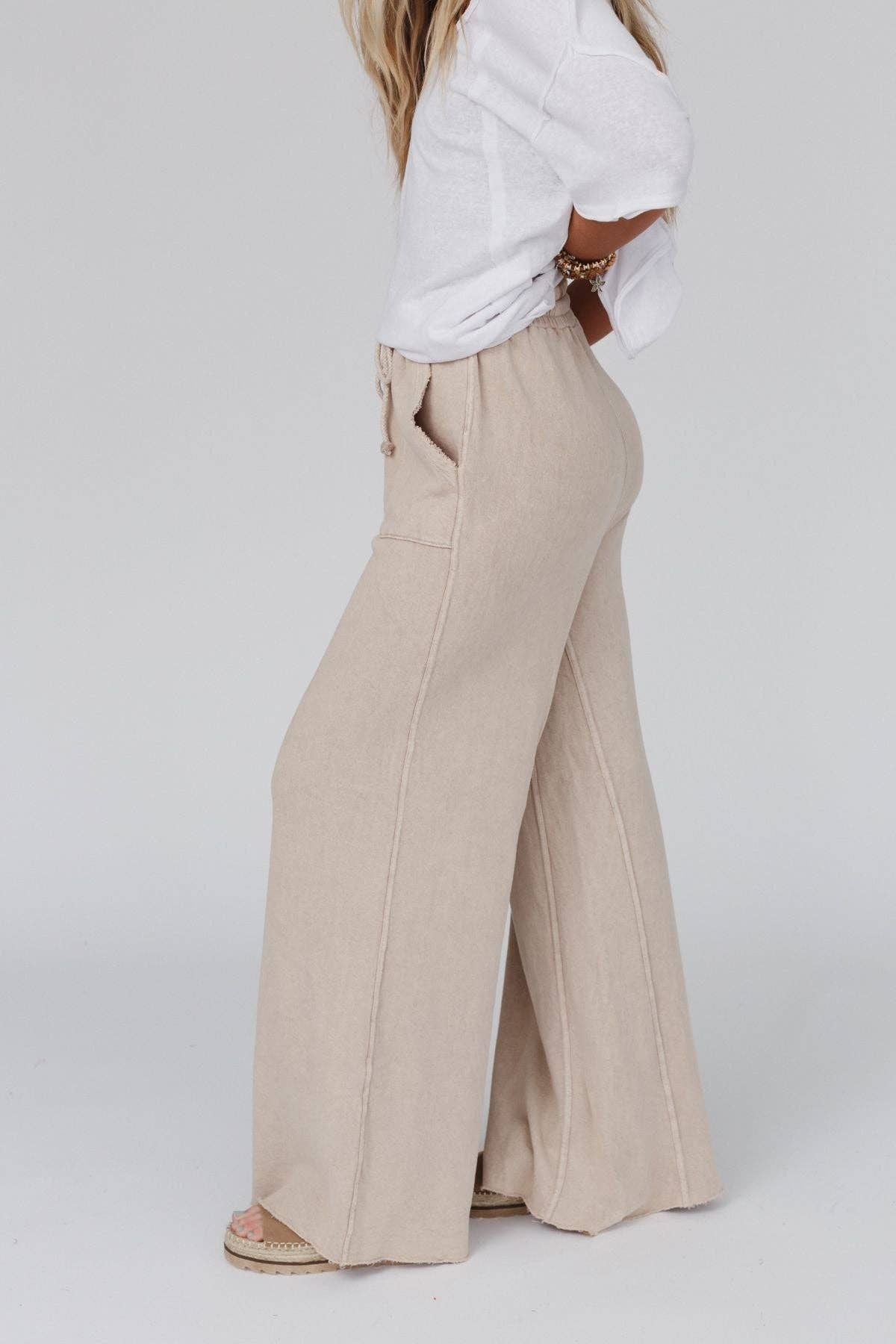 Relaxing Robin Wide Leg Pant - New Taupe 3BN