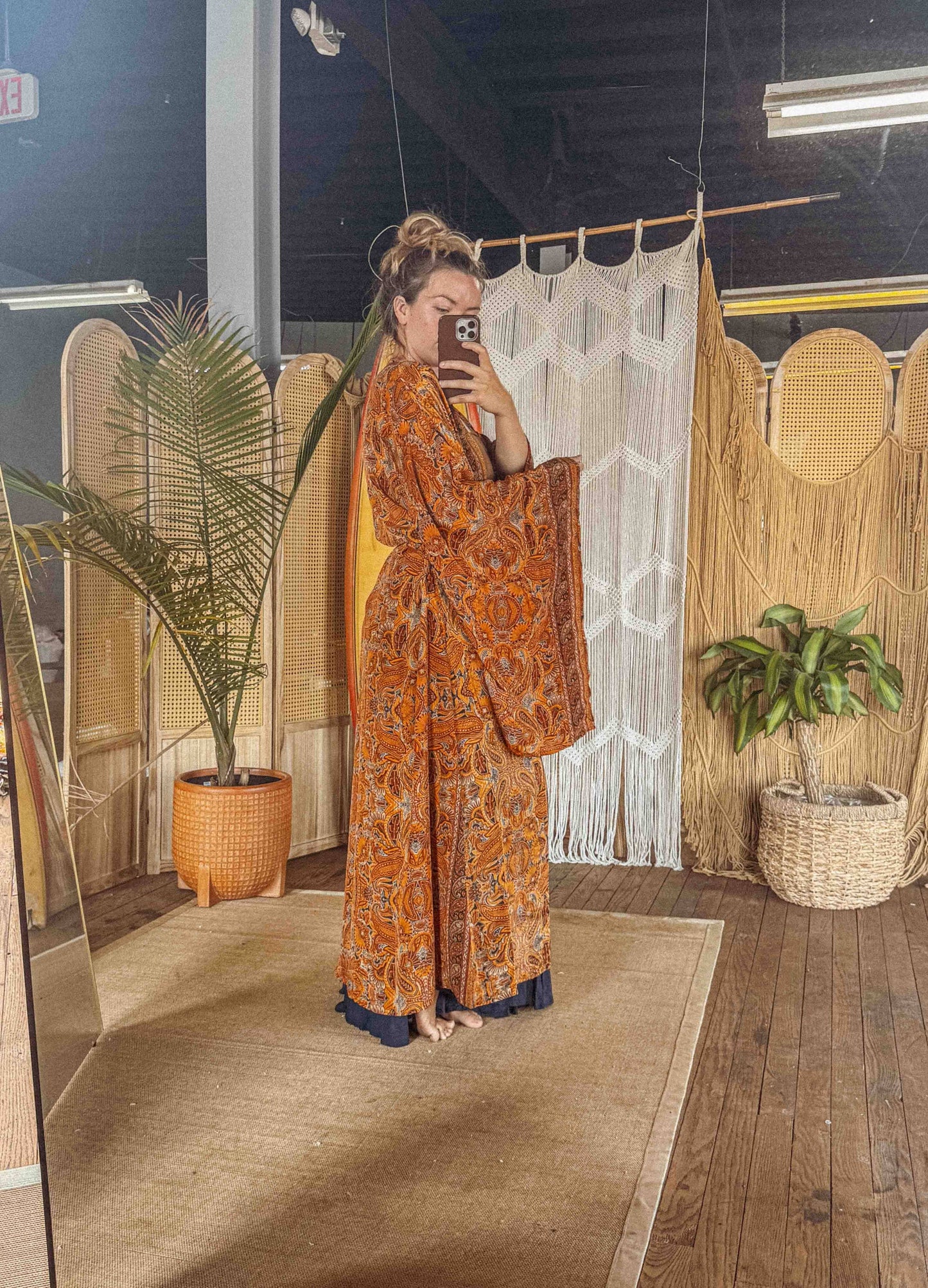 BOHO Silk Bell Sleeve Long Maxi Kimono Duster Cardigan - click to select color