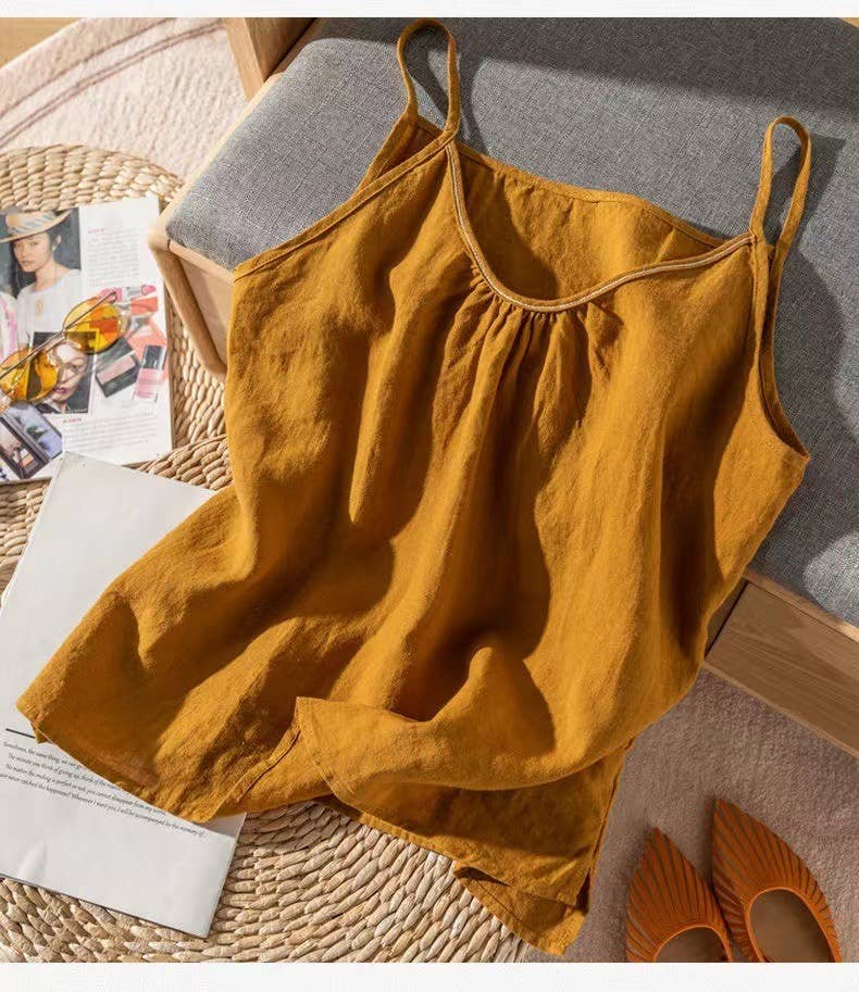 Cotton Linen Camisole Tank Top - click to select color