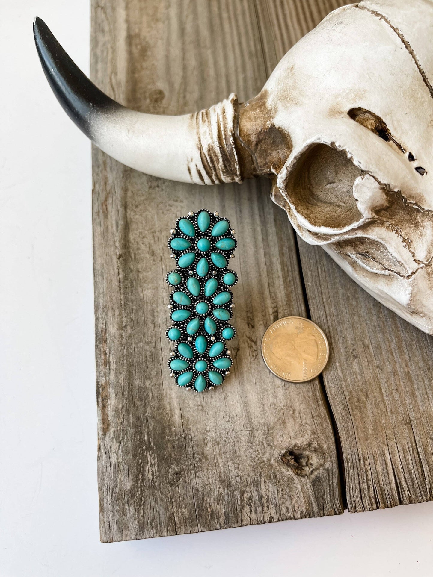 Western Adjustable Cluster Cuff Ring | turquoise
