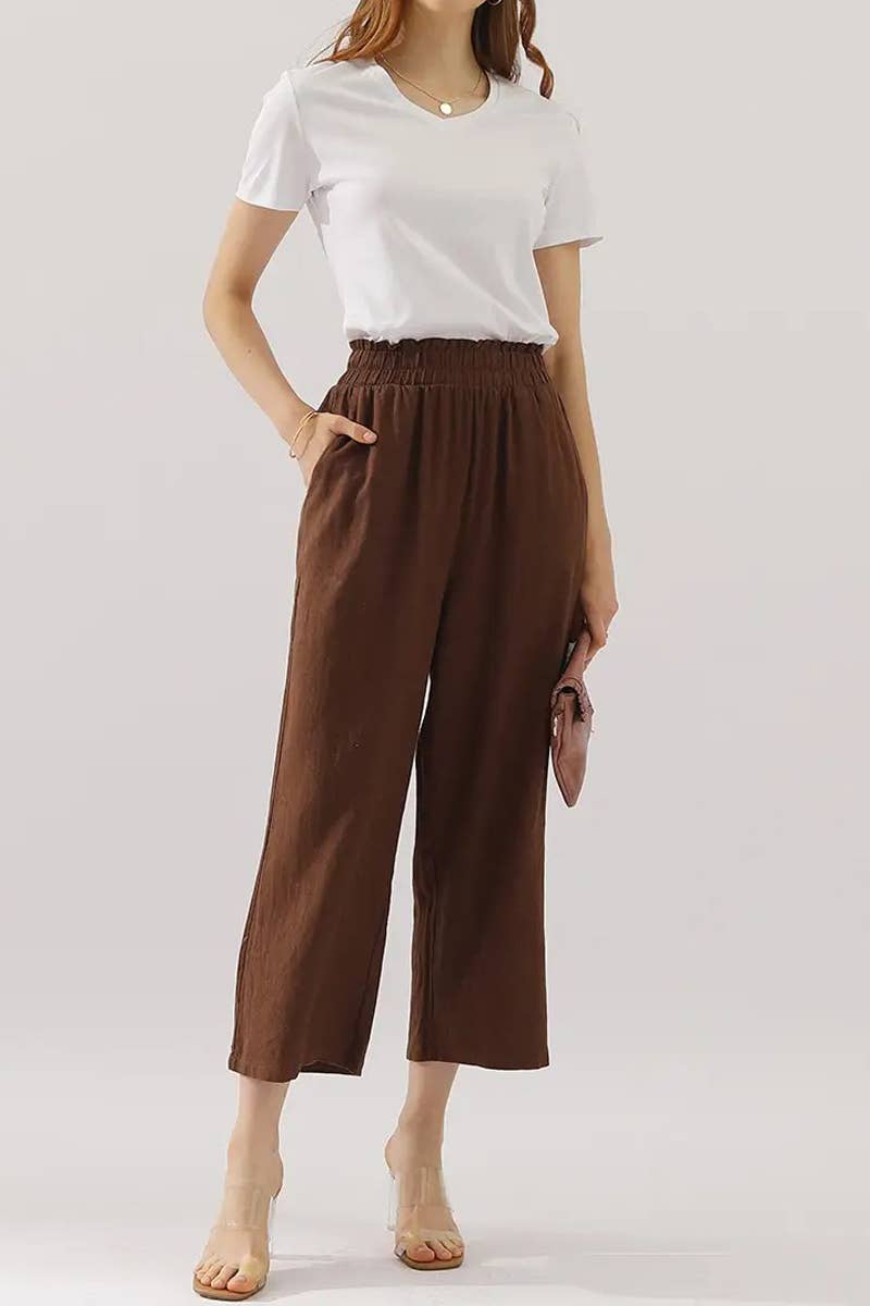Easy Pull-On Linen Capri Pants
