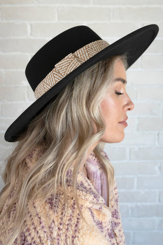 Stevie Boho Trim Wide Brim Fedora