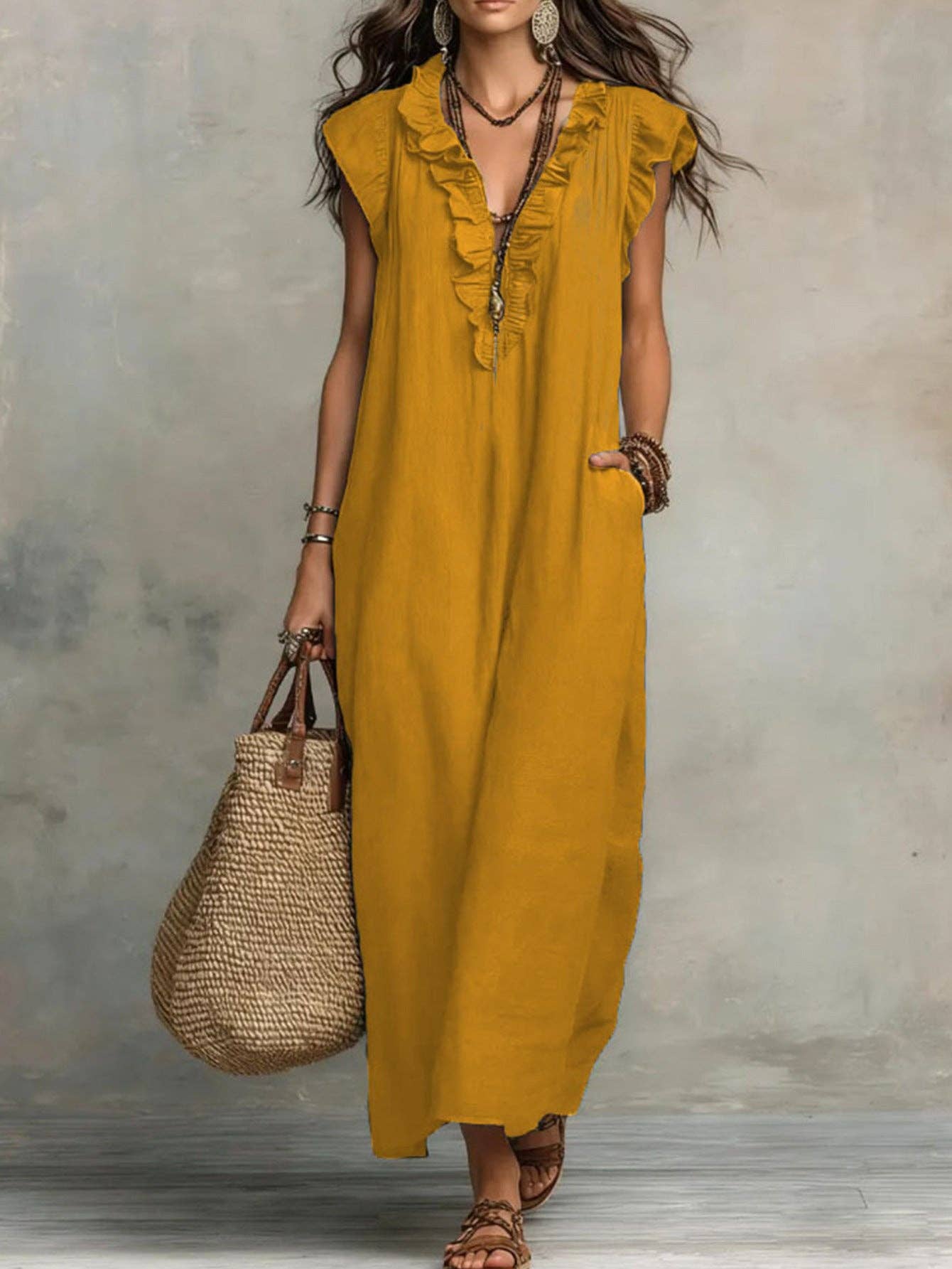 Flowy Boho Maxi Dress - choose color