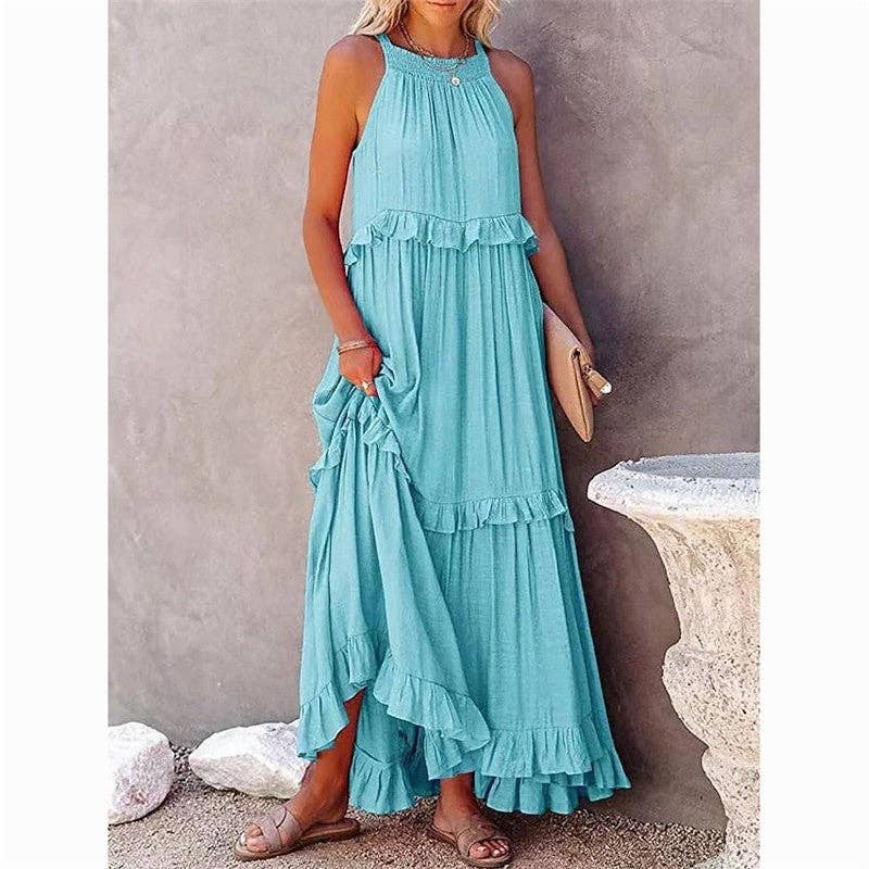 BEACH Maxi Dress With Ruffle Hem