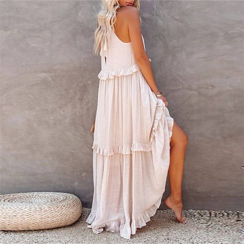 BEACH Maxi Dress With Ruffle Hem
