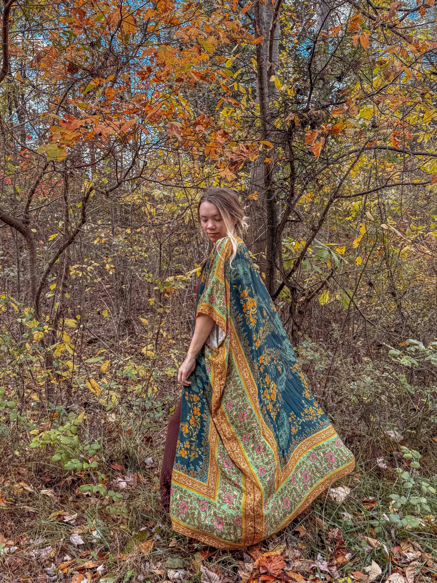 Long Duster Kimono, Floral Long Open Kimono