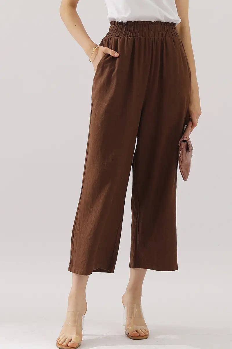 Easy Pull-On Linen Capri Pants