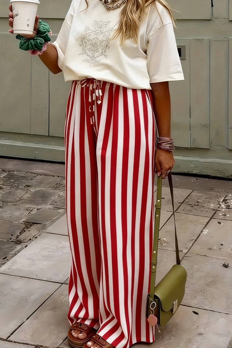 Striped Wide-Leg Casual Pants