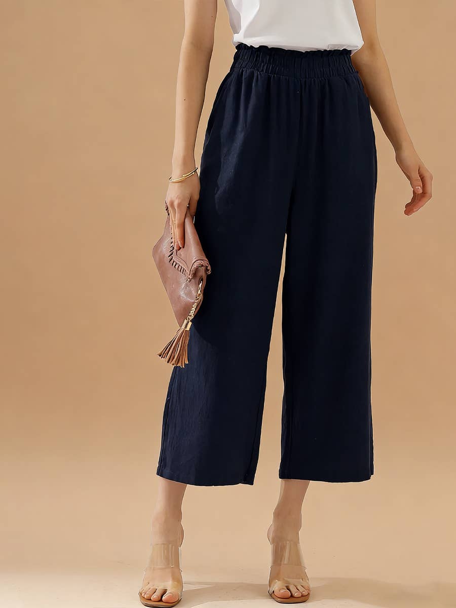 Easy Pull-On Linen Capri Pants