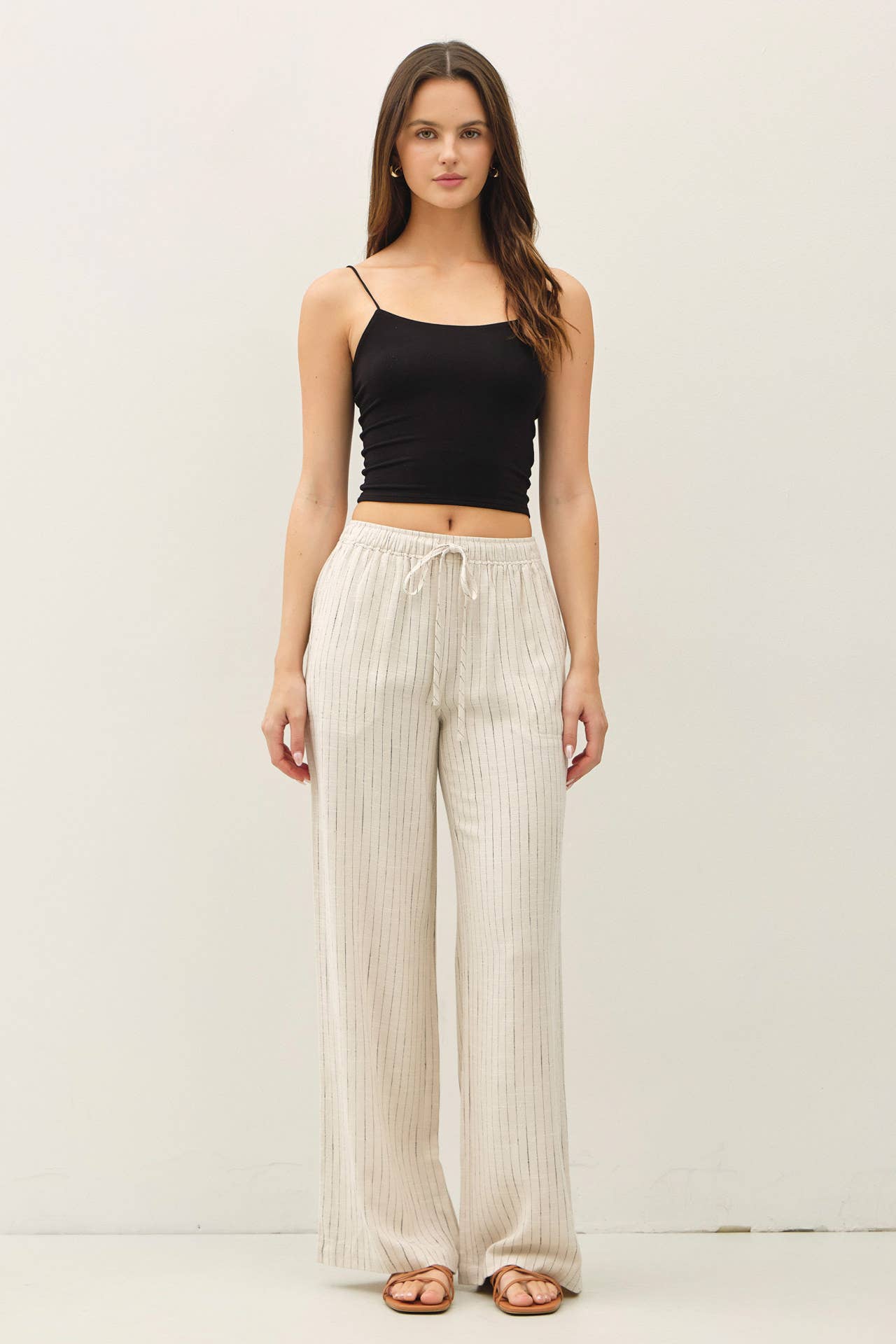 LINEN BLEND WIDE LEG PANTS