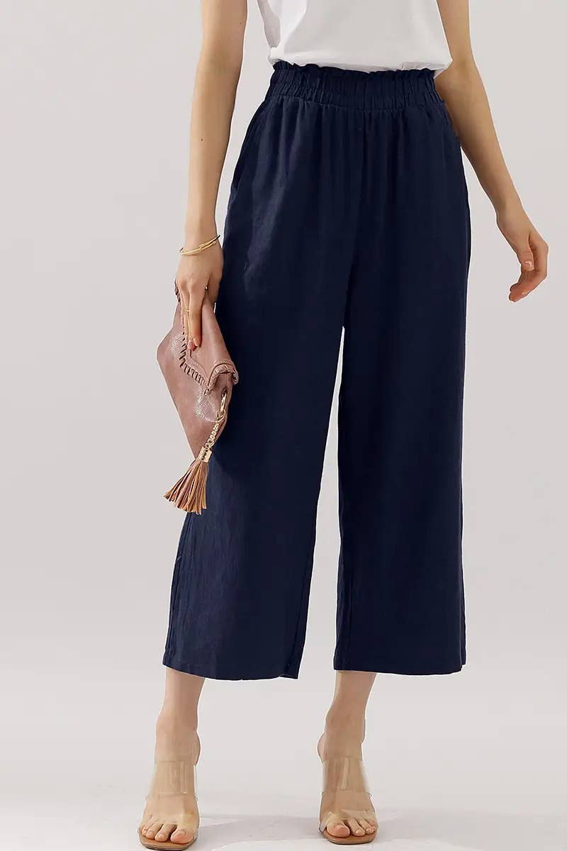 Easy Pull-On Linen Capri Pants