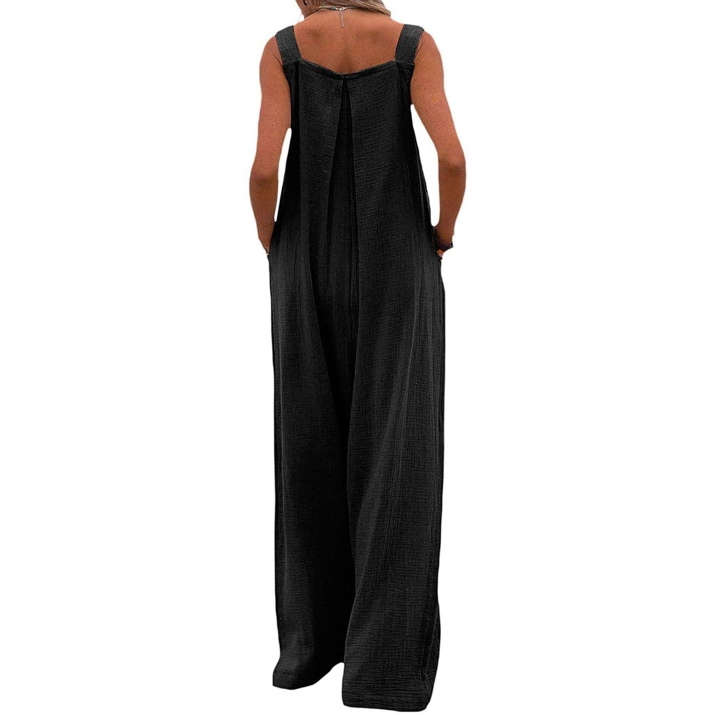 Black Solid Loose Crepe Jumpsuit