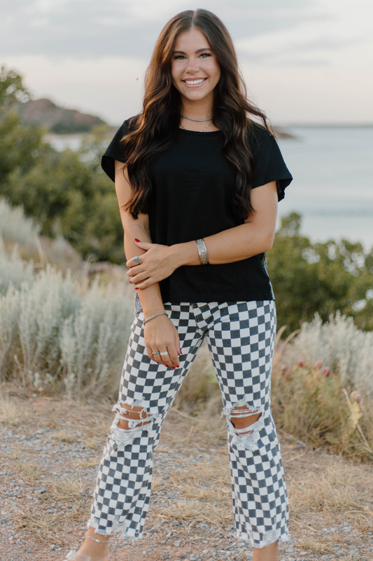 Checkered Round The Track Jeans