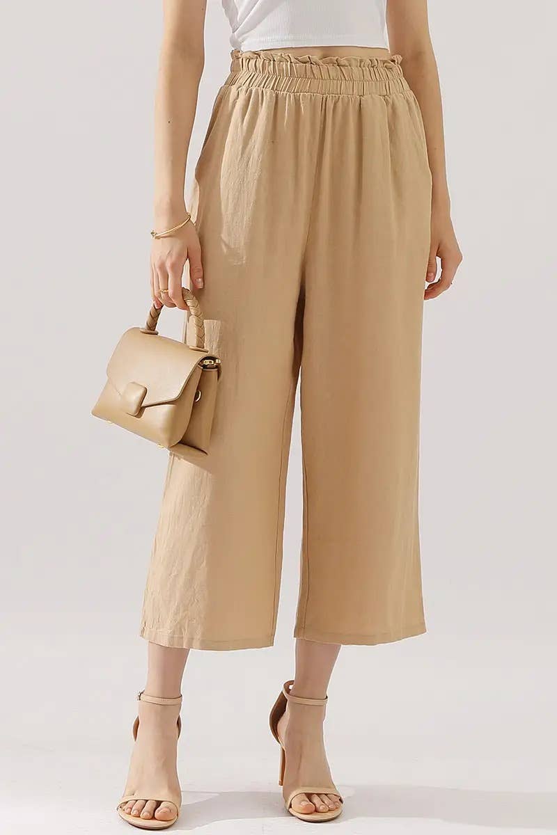 Easy Pull-On Linen Capri Pants