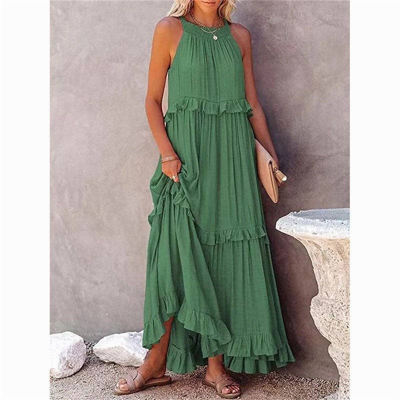 BEACH Maxi Dress With Ruffle Hem