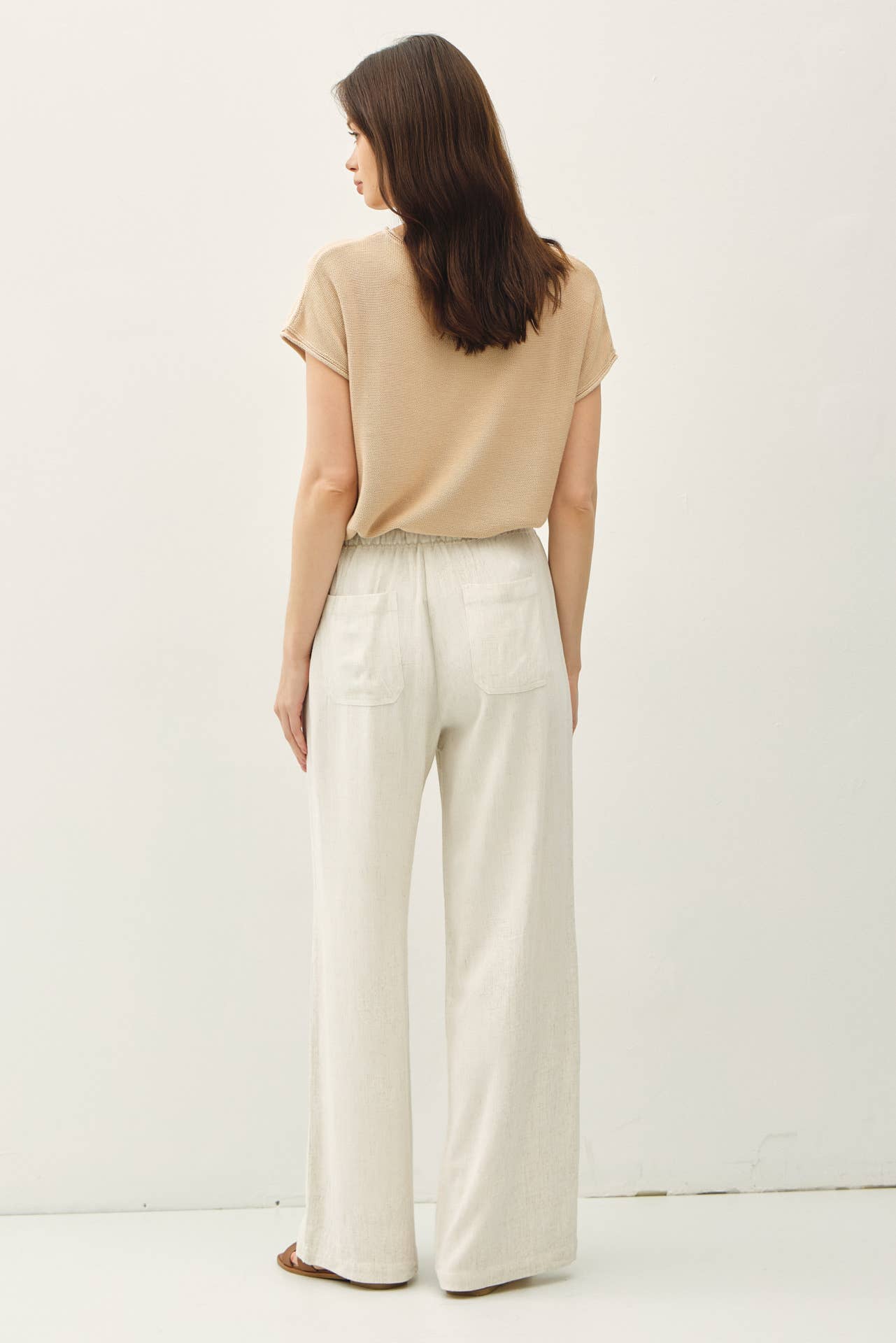 LINEN BLEND WIDE LEG PANTS