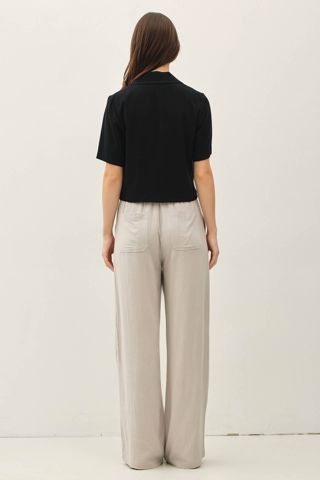 LINEN BLEND WIDE LEG PANTS