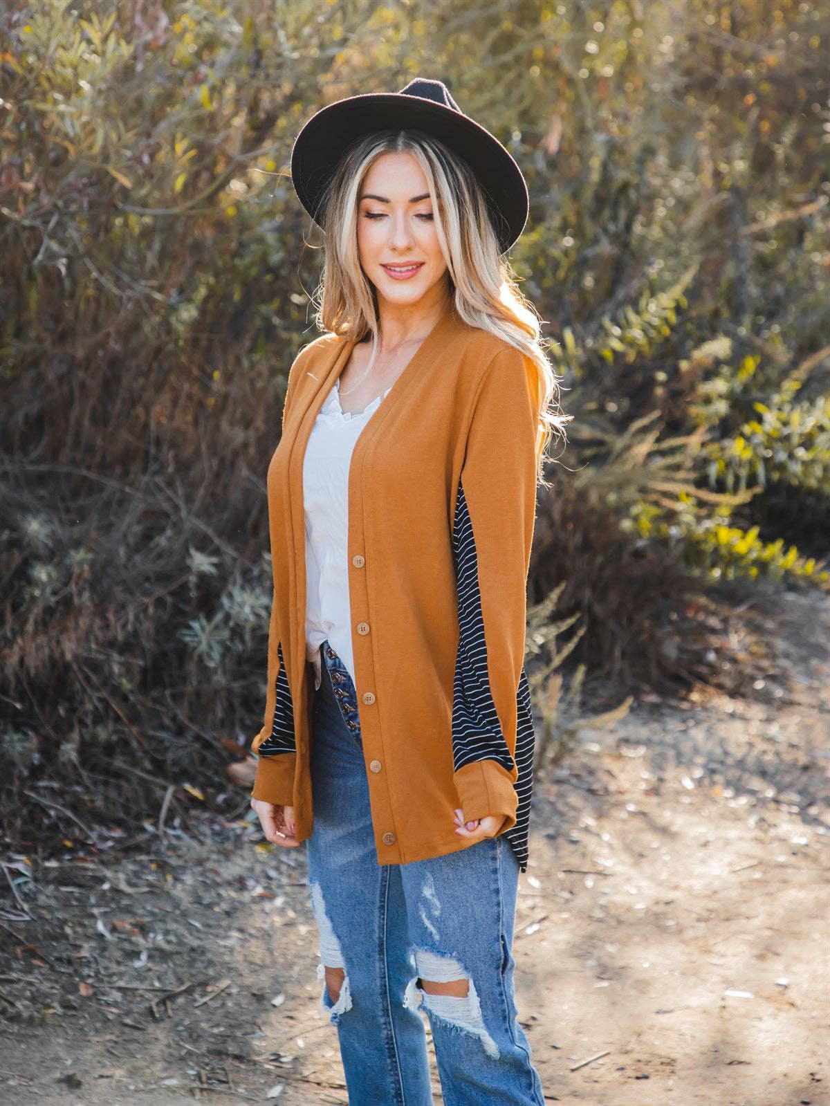 Contrast Back Amelia Cardigan-Orange