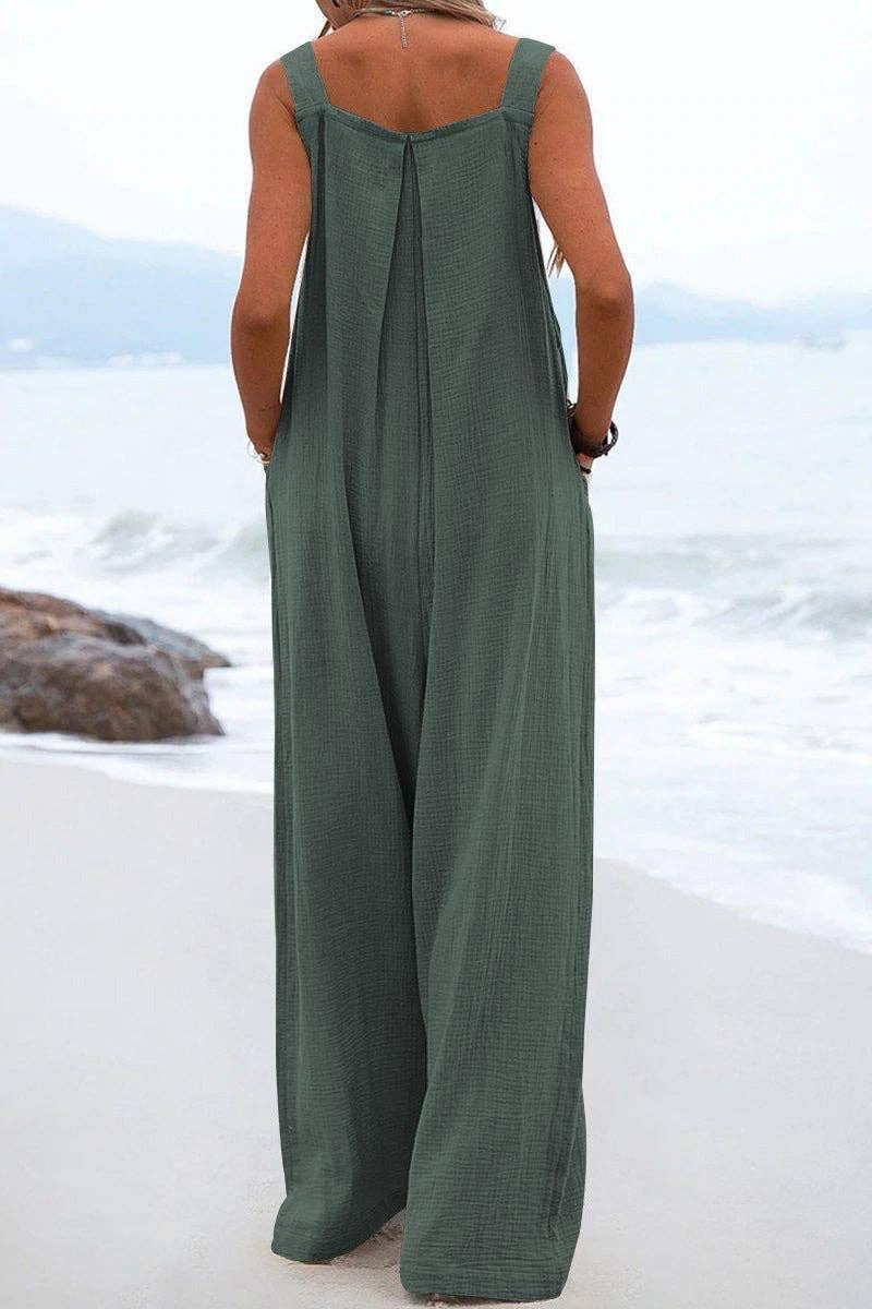 Black Solid Loose Crepe Jumpsuit