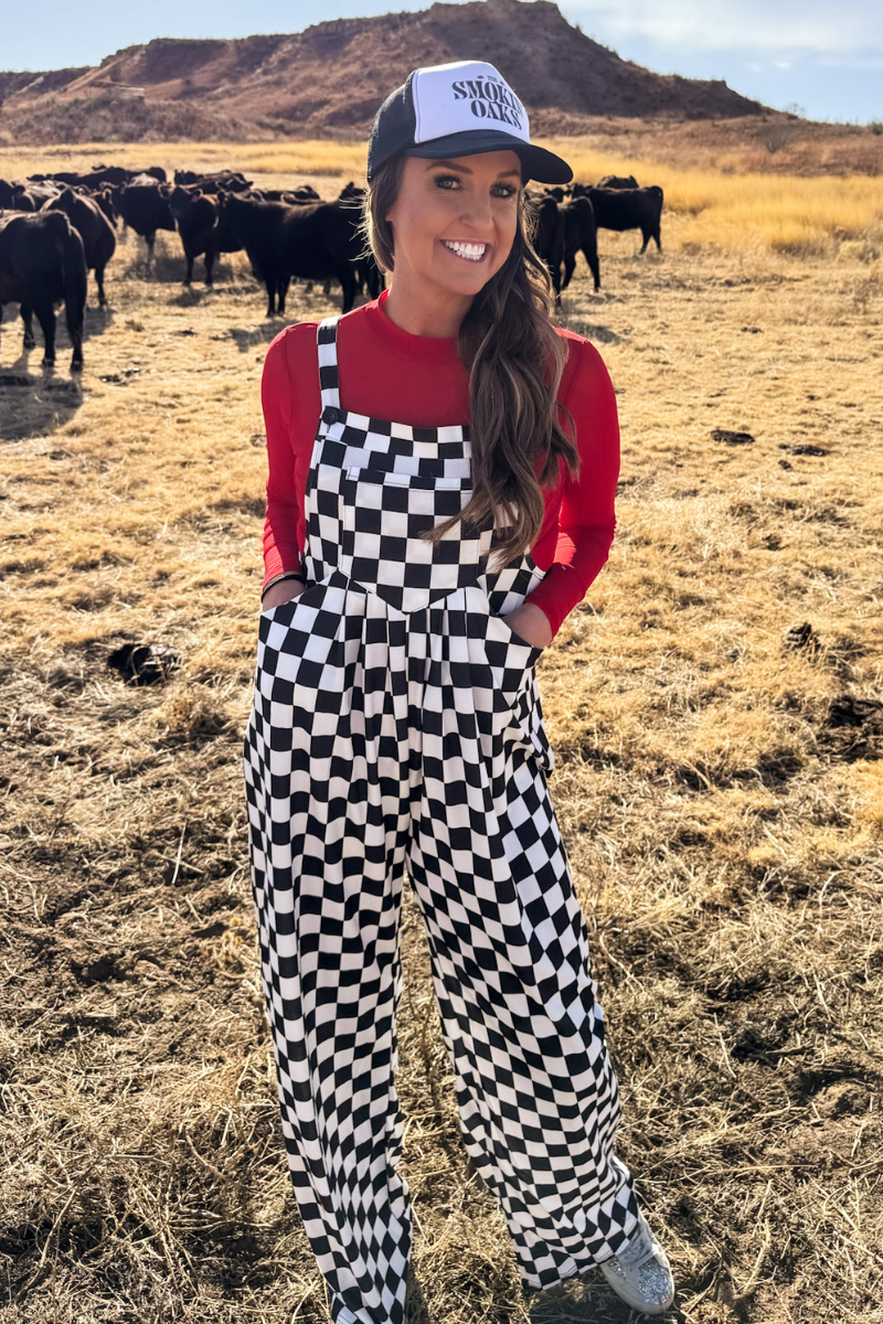 Round The Track checkered Jumpsuit