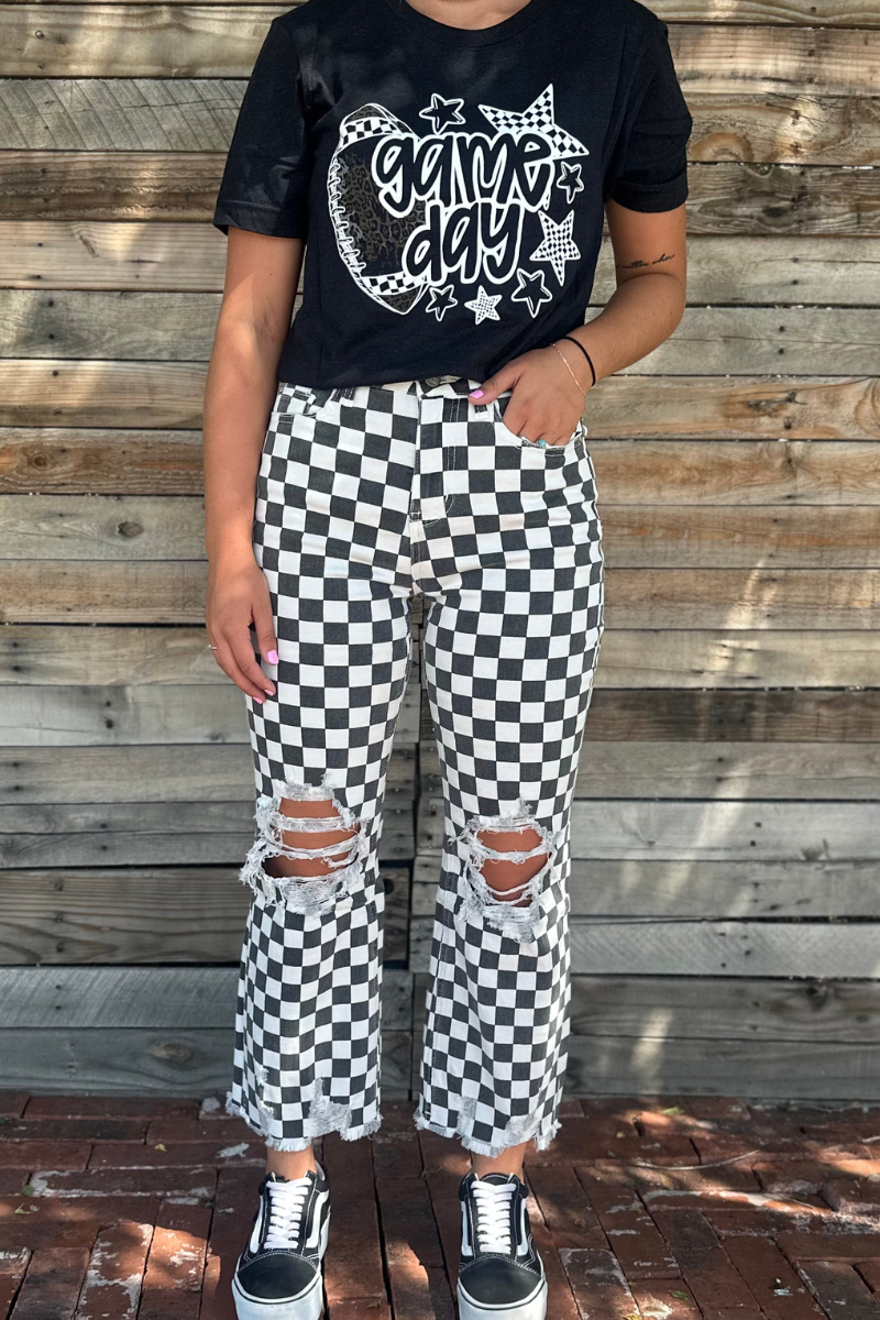 Checkered Round The Track Jeans