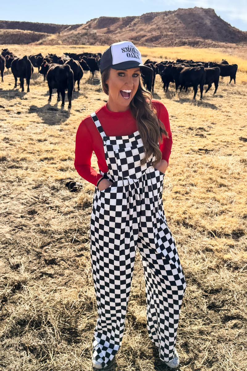 Round The Track checkered Jumpsuit
