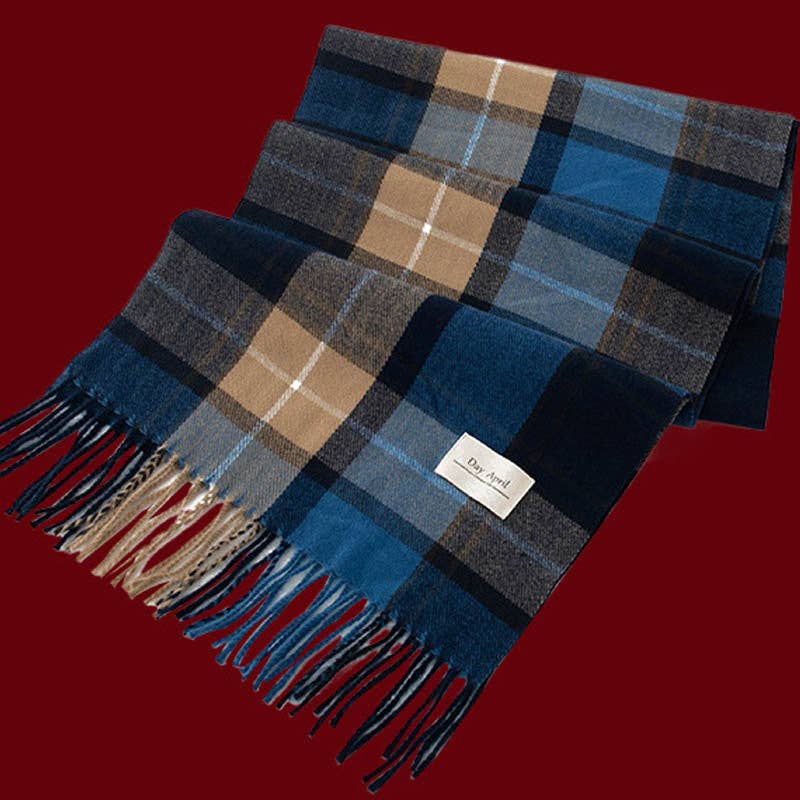 Retro Soft Wool Checkered Fringed Winter Scarf - choose color