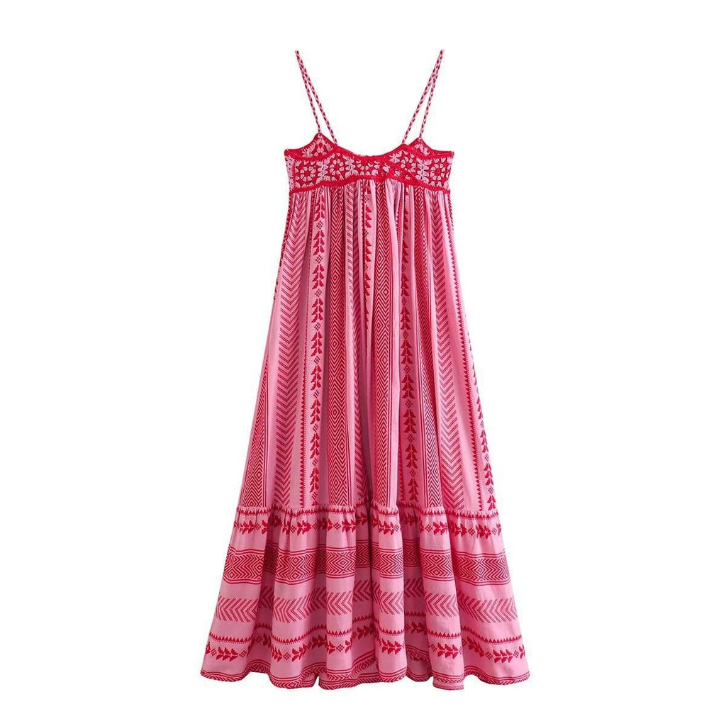 Resort Western Boho Crochet Stitching Slip Dress