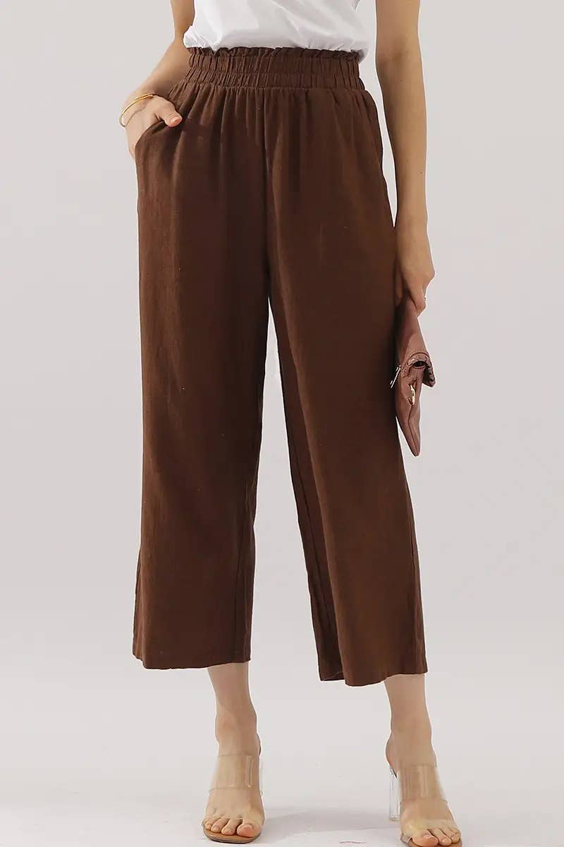 Easy Pull-On Linen Capri Pants