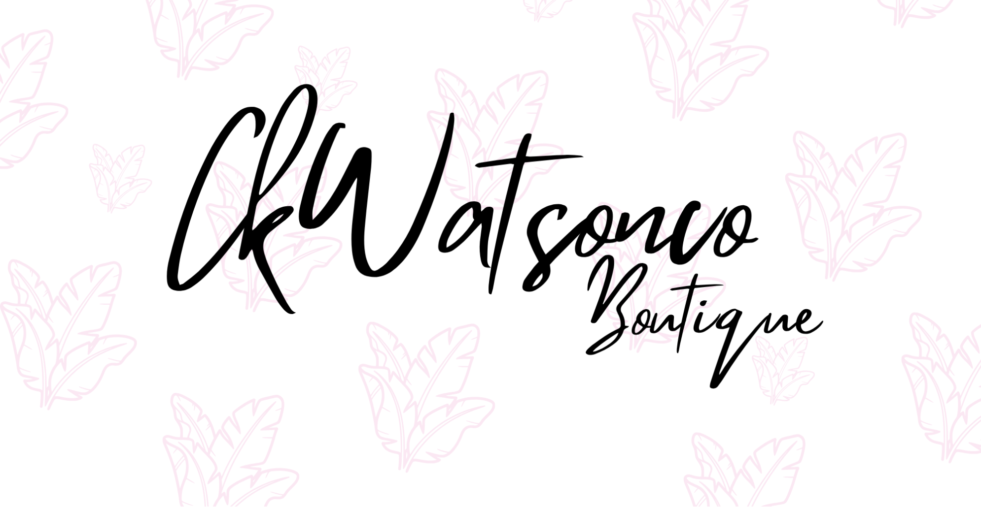 Black text 'C.W. Watson & Co Boutique' on a white background with floral patterns