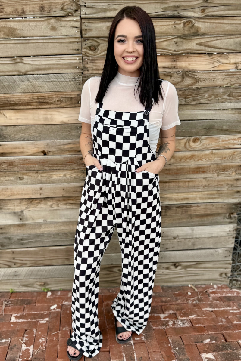 Round The Track checkered Jumpsuit