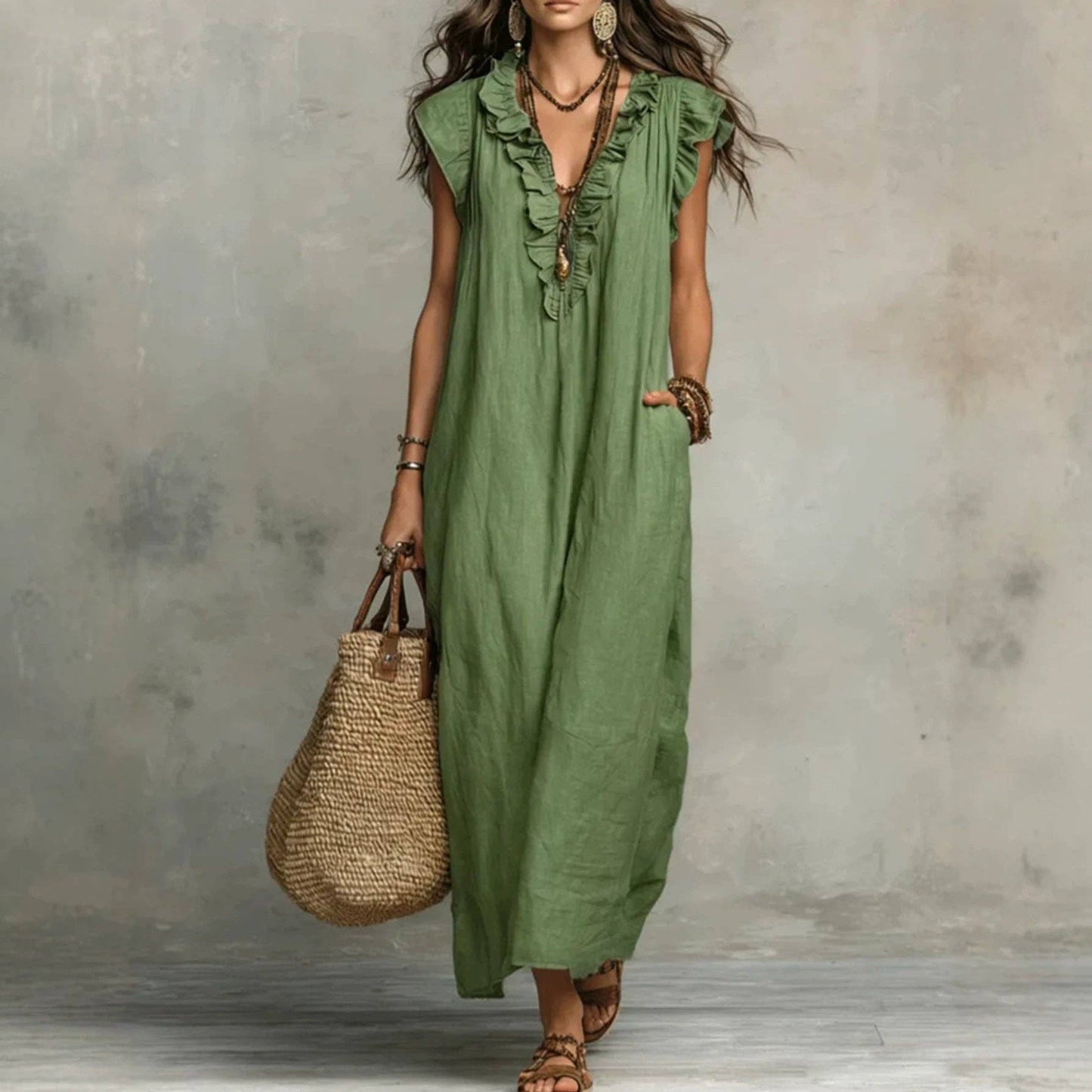 Flowy Boho Maxi Dress - choose color