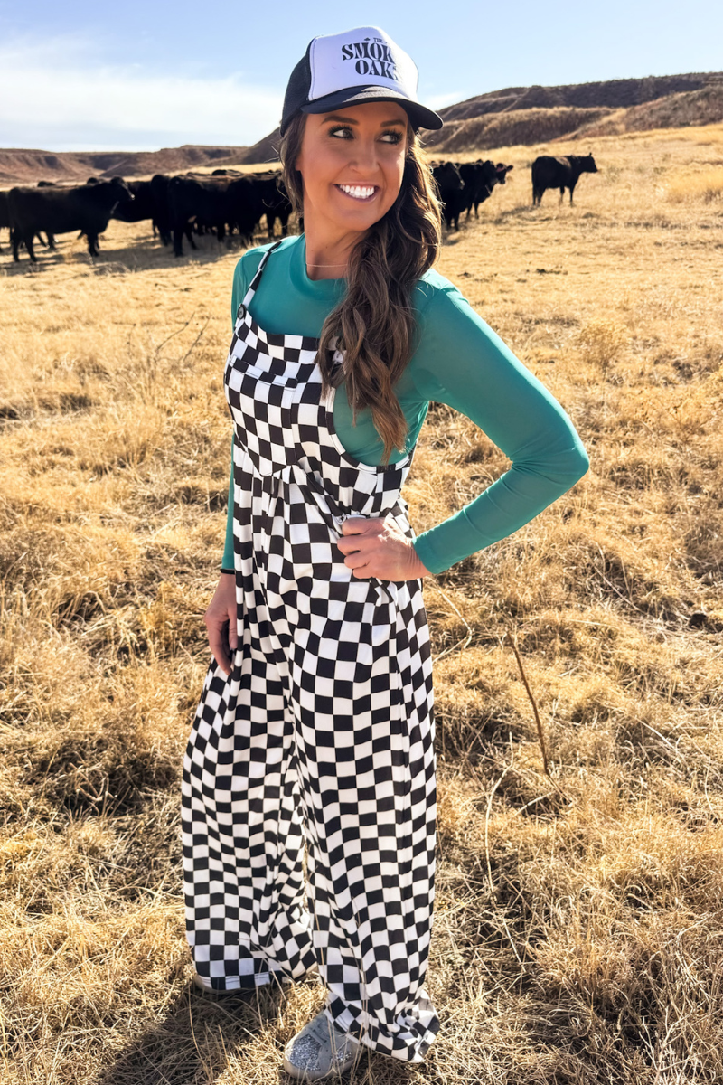 Round The Track checkered Jumpsuit