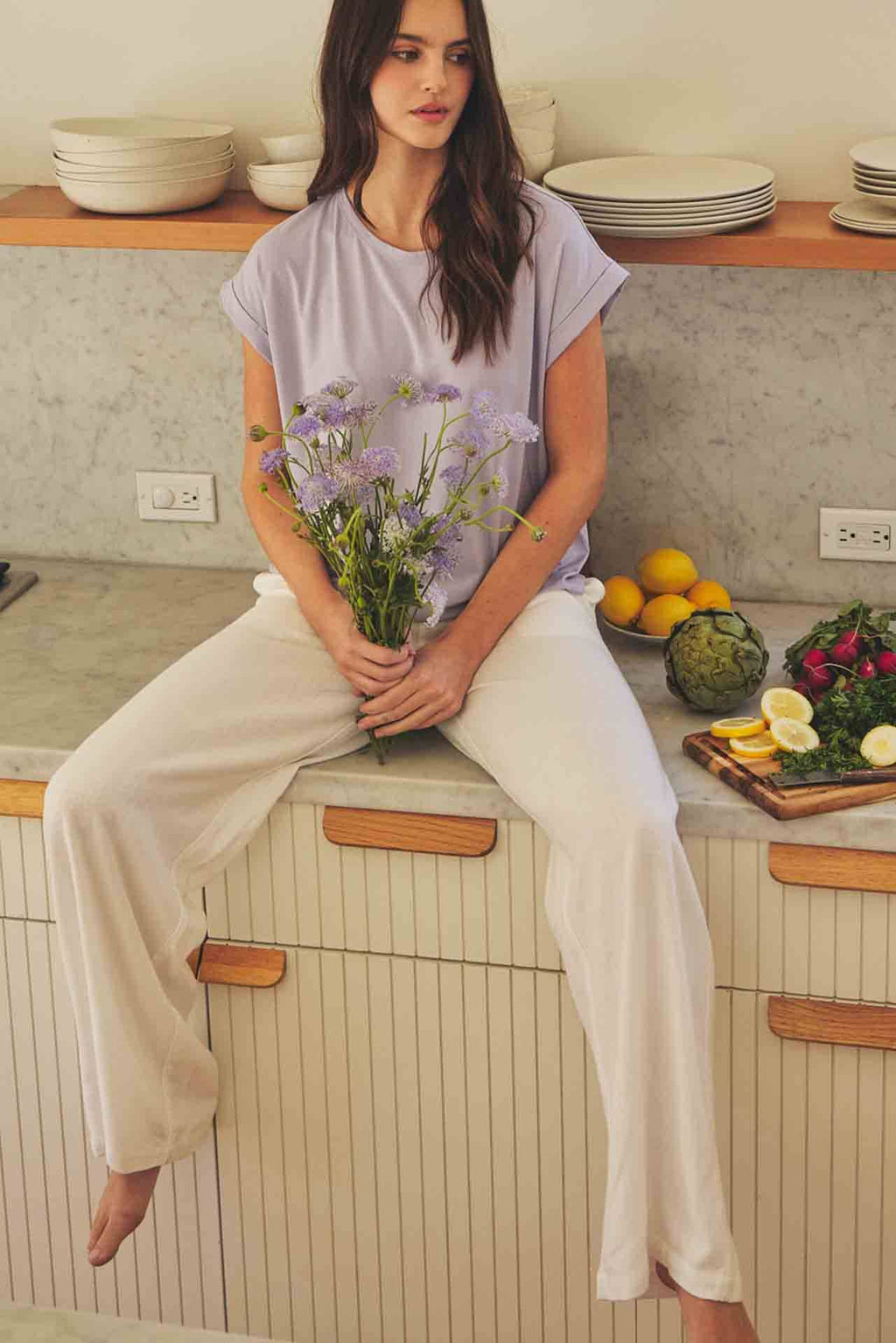 LINEN BLEND WIDE LEG PANTS