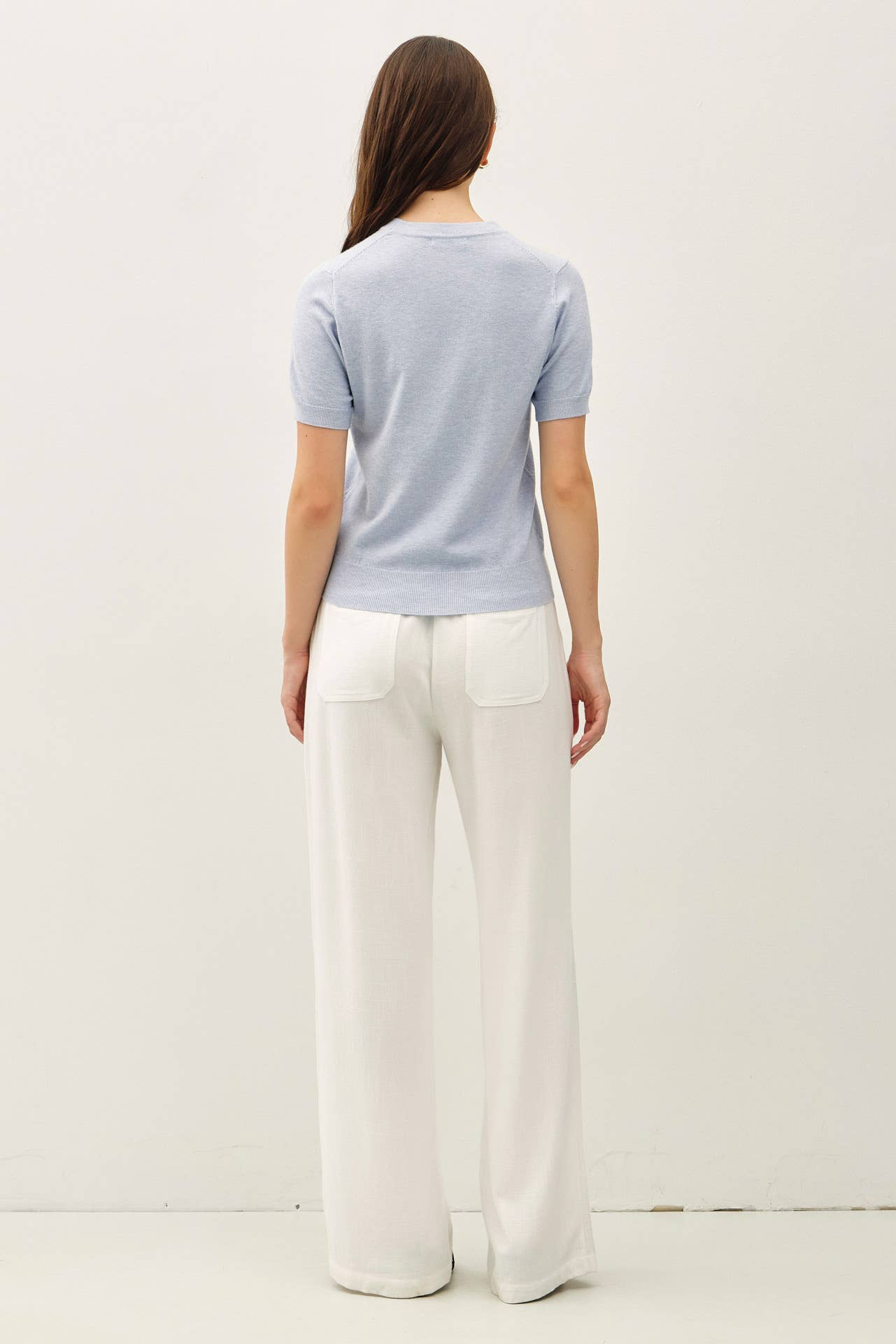 LINEN BLEND WIDE LEG PANTS