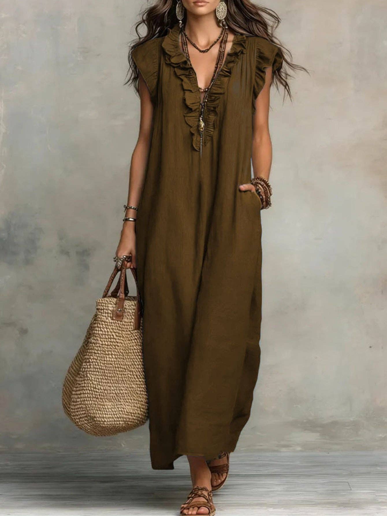 Flowy Boho Maxi Dress - choose color