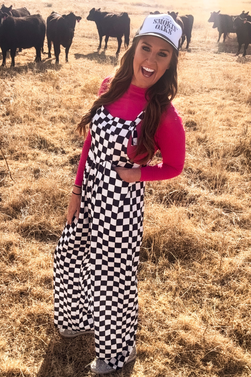 Round The Track checkered Jumpsuit