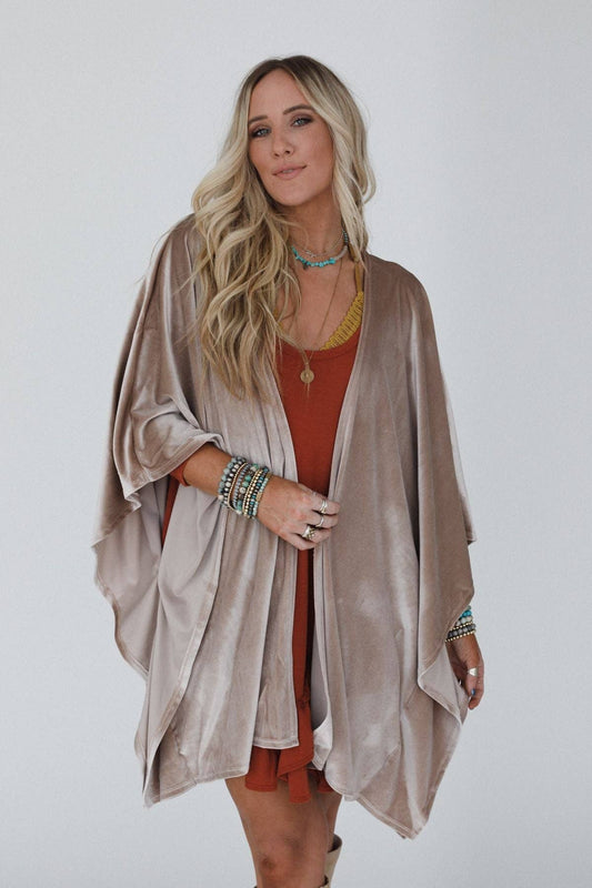 Savoy Velvet Kimono - Taupe 3BN