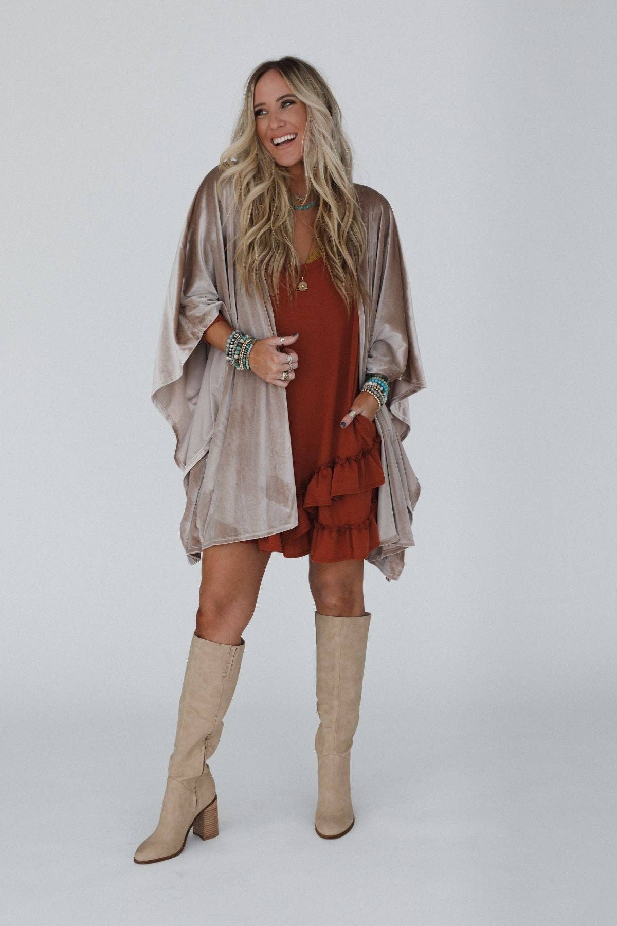 Savoy Velvet Kimono - Taupe 3BN