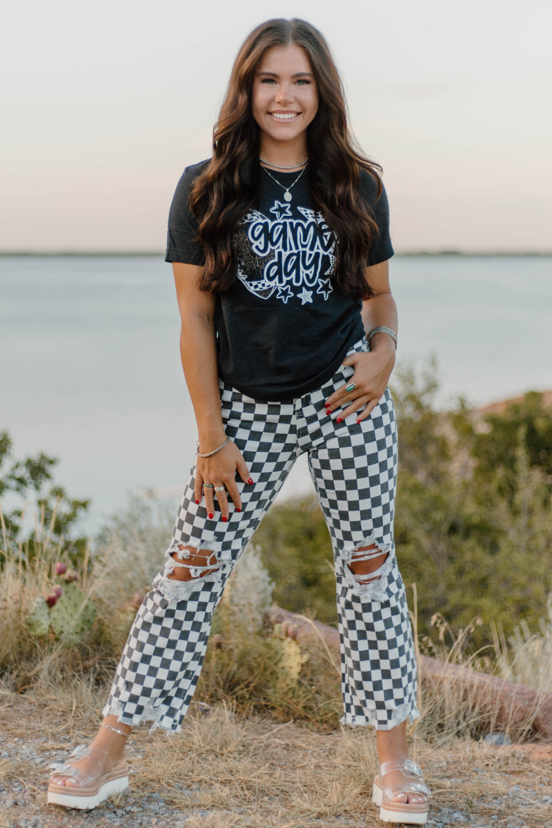 Checkered Round The Track Jeans