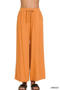 Wide Leg Linen Blend Pants With Pockets Orange Apricot