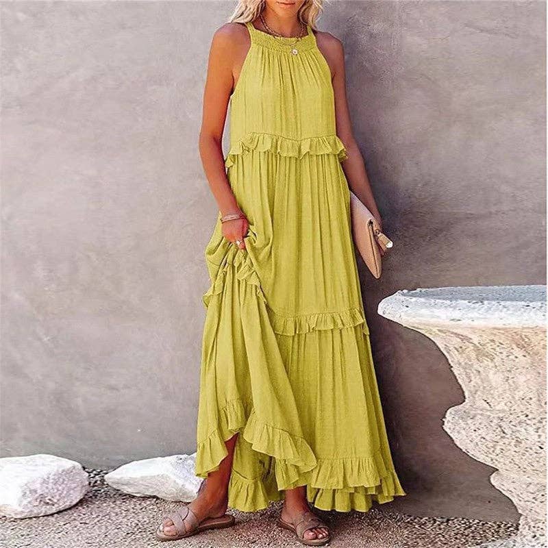 BEACH Maxi Dress With Ruffle Hem