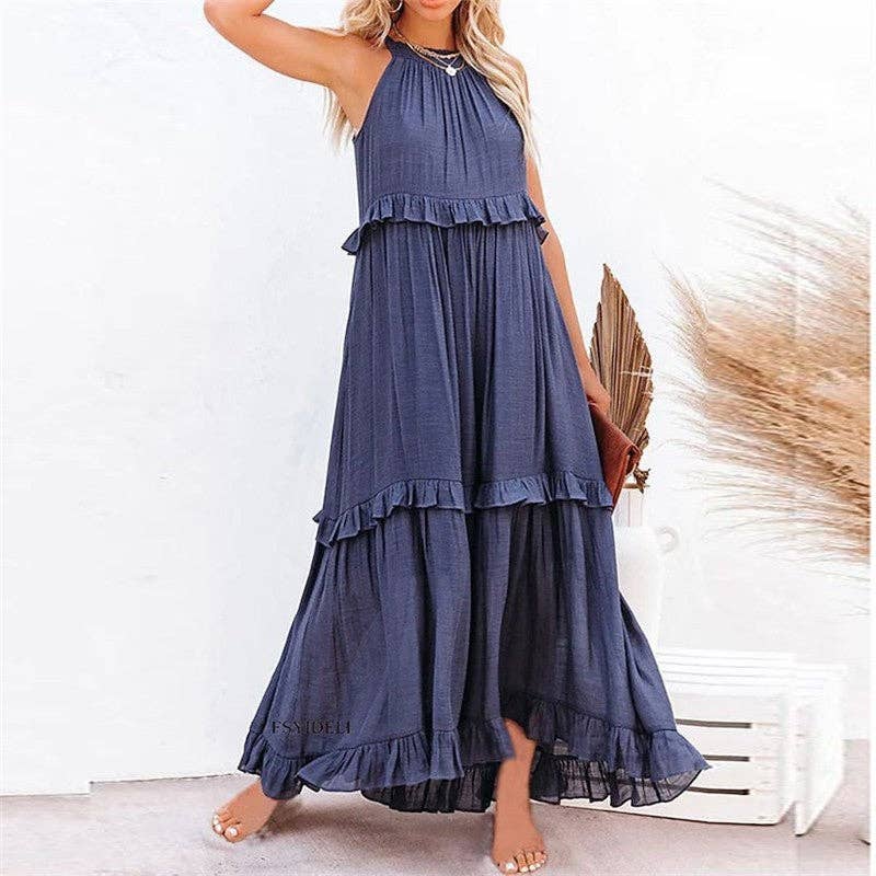 BEACH Maxi Dress With Ruffle Hem