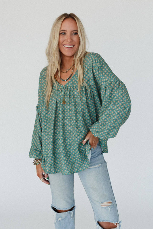Kendrix Printed Top - Teal