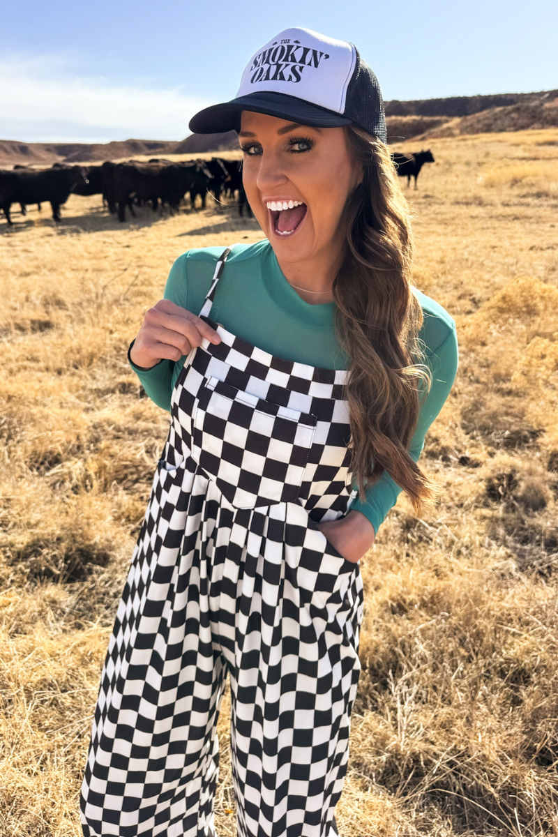 Round The Track checkered Jumpsuit