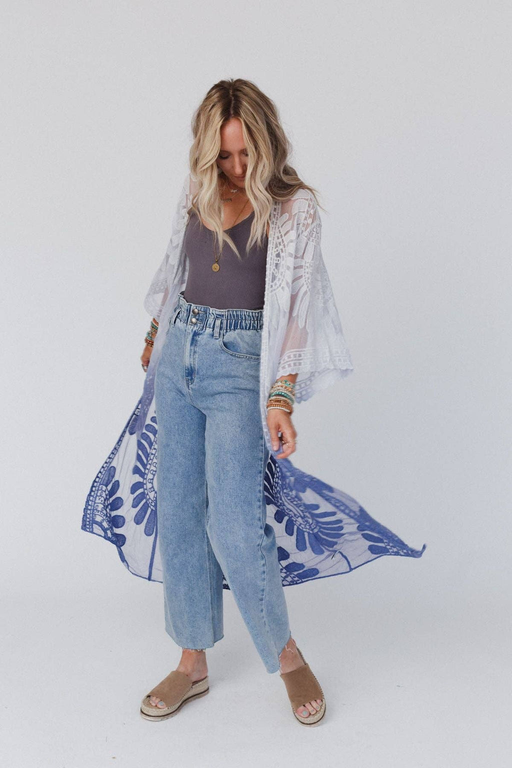 Poolside Ombre Lace Kimono - Periwinkle