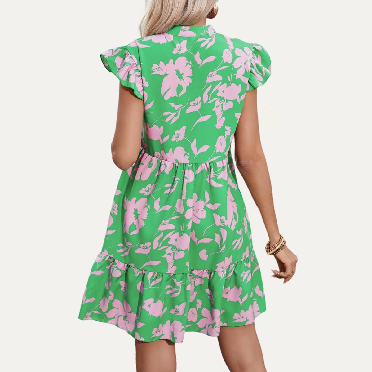 Summer Ready Floral Print Sleeveless Tiered Mini Dress- select color
