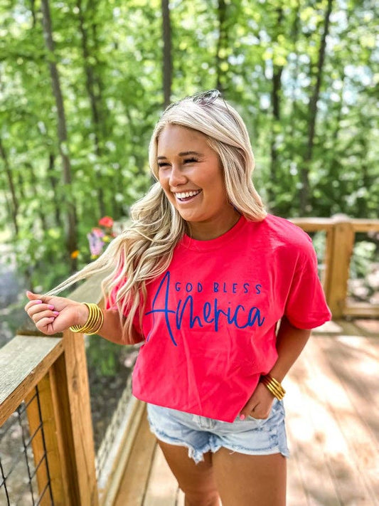 God Bless America RED Graphic Tee